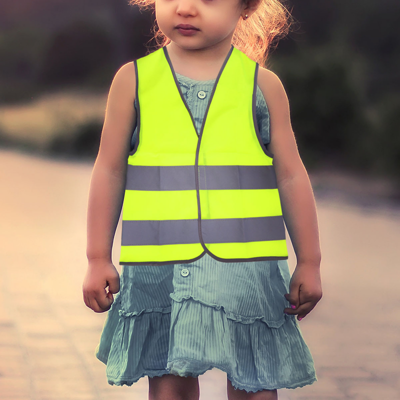 เสื้อกั๊กสะท้อนแสงสำหรับเด็กเด็กเด็กผู้ชายเด็กผู้หญิงสีเหลืองสะท้อนแสงตอนกลางคืนสำหรับเด็ก
