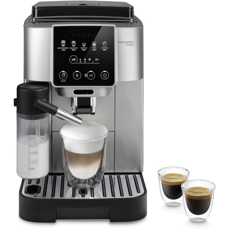 12 컵 물병 커피 머신, 자동 우유 거품기, 탈착식 및 식기 세척기 안전 부품, 간편한 청소, 커피 메이커