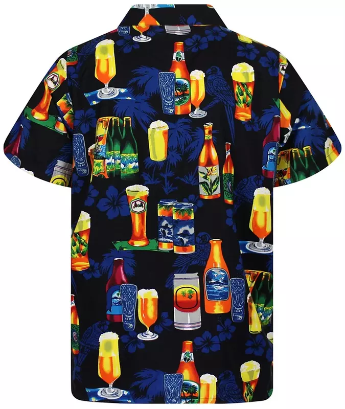 Camicia hawaiana estiva maglietta da spiaggia cubana a maniche corte con stampa 3d di birra top Party Vintage Style per abbigliamento donna uomo