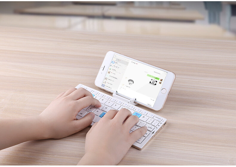 Mini teclado sem fio portátil com suporte por telefone, arco, dobrável, melhor venda