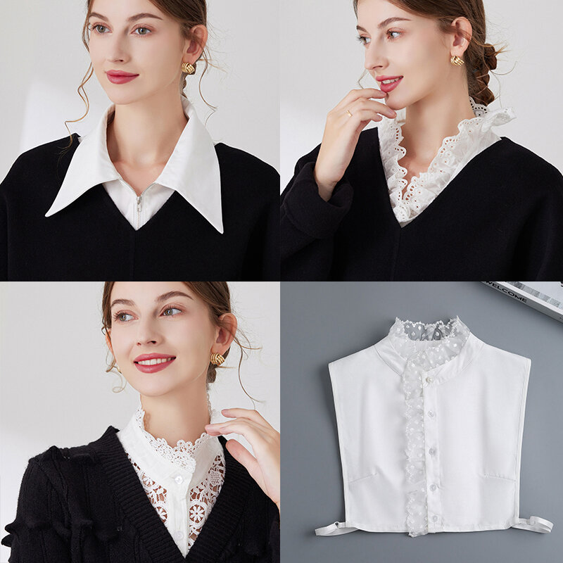Cuello falso de solapa Vintage para mujer, camisa desmontable, blusa, suéter, solapa, Top, accesorios de ropa