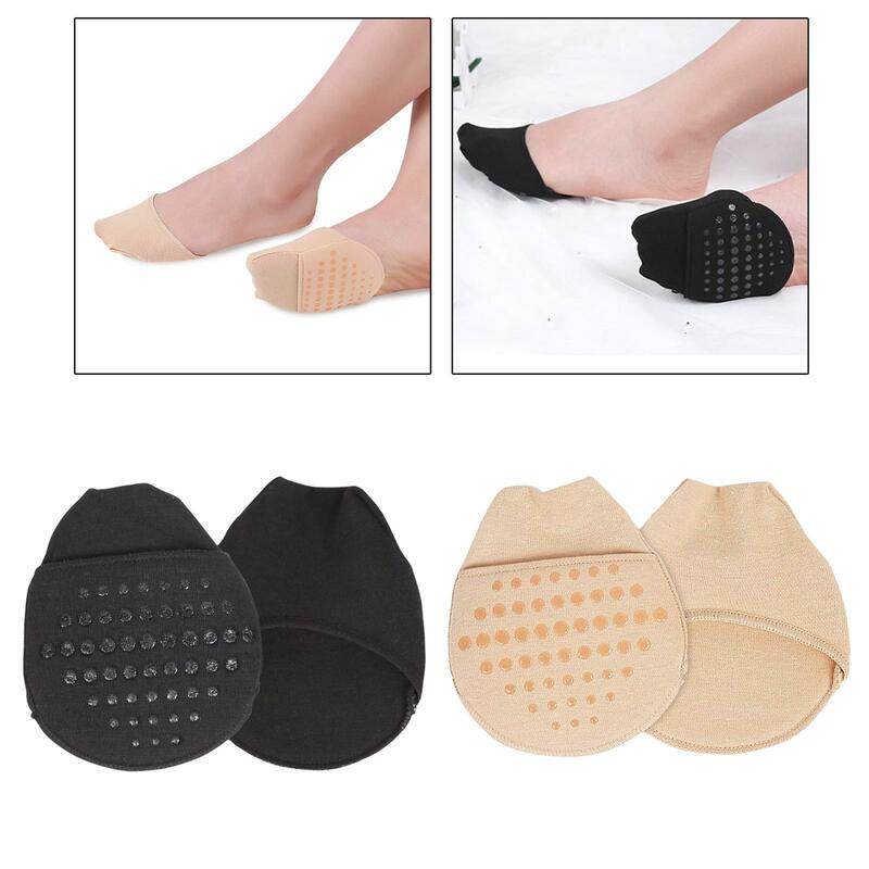 2 Pieces Invisible Gel Forefoot Pad Pattern Foot Inserts Non-Skid Bottom Liner Socks Reusable Soft for Pain High Runners