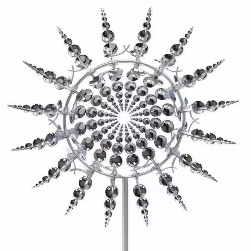 New Unique and Magical Metal Windmill 3D Wind Powered Kinetic Sculpture Lawn Metal Wind Solar Spinners Yard and Garden Decor