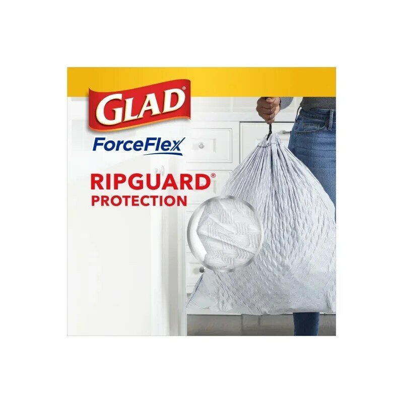 Glad ForceFlex 13 галлонов высокие кухонные мешки для мусора, без запаха, 120 мешков
