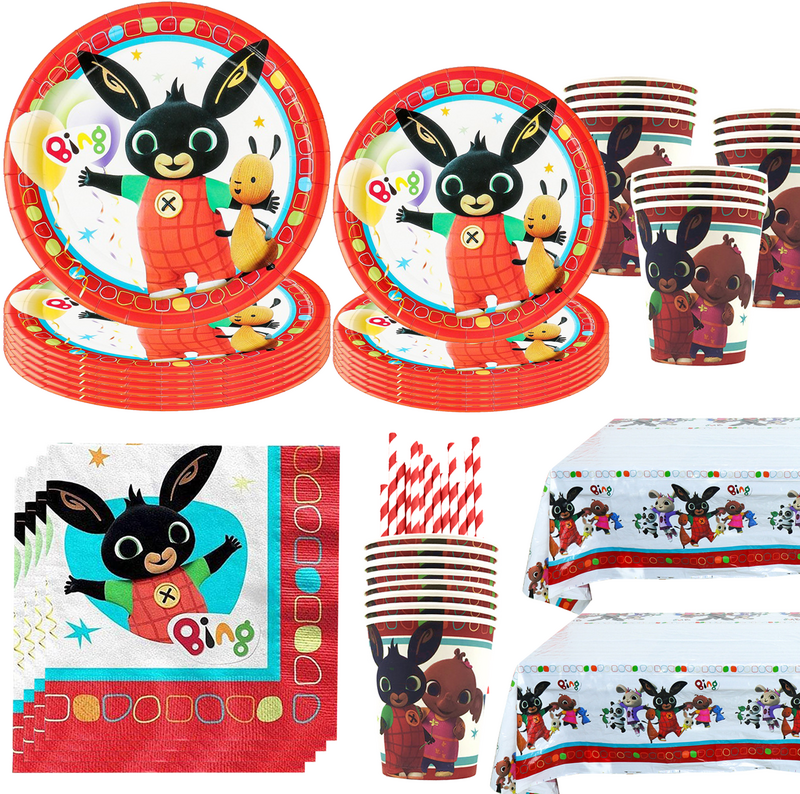 Декор для дня рождения с мультяшным Кроликом, Дошкольная анимационная пленка, Фотофон с воздушными шарами, посудой, тарелкой, декорация для детских праздников