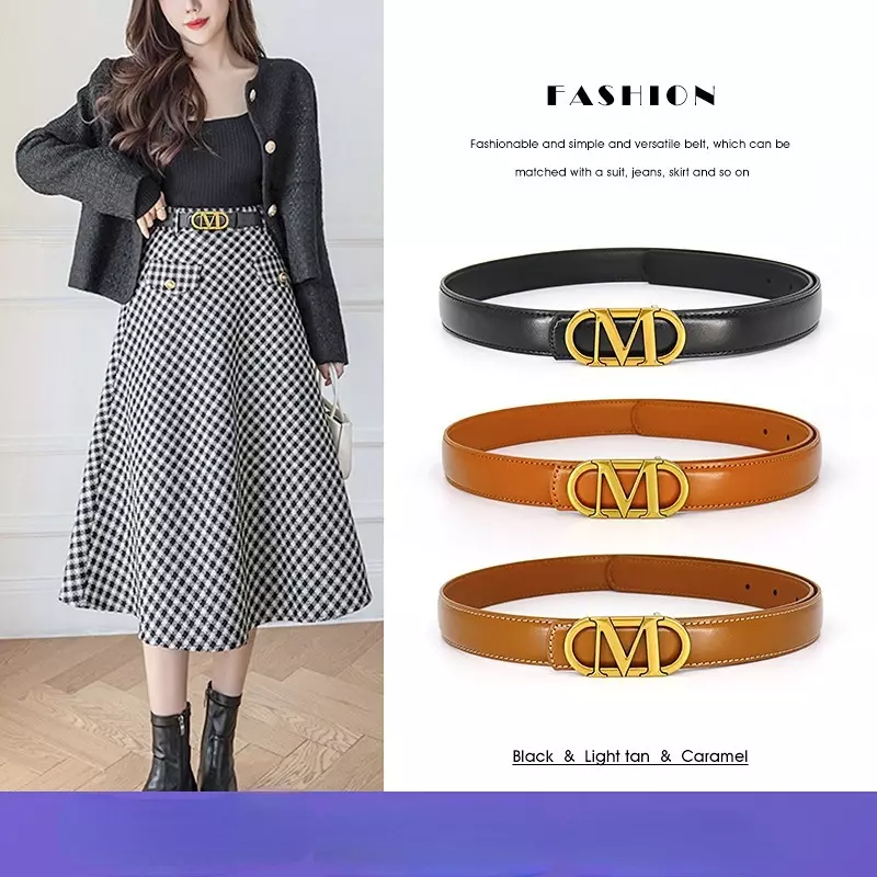 Luxury Designer Women Belt Genuine Leather Female Fashion Metal Belt Buckle Waistband High Quality Trend Belt Lady New
