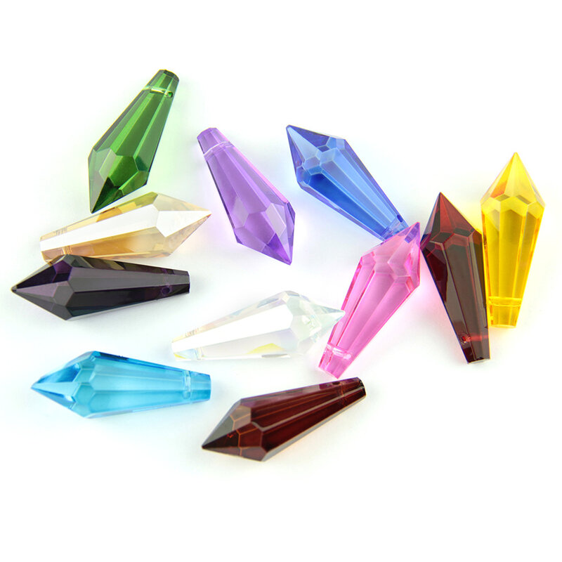 1ピース38ミリメートルガラスつららはシャンデリア部品水晶ペンダント照明家の装飾