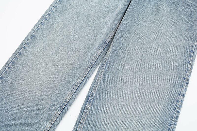 Pantalones vaqueros holgados de cintura alta con cremallera para Mujer, Vaqueros elegantes informales con decoración de agujeros, estilo Retro, 2024