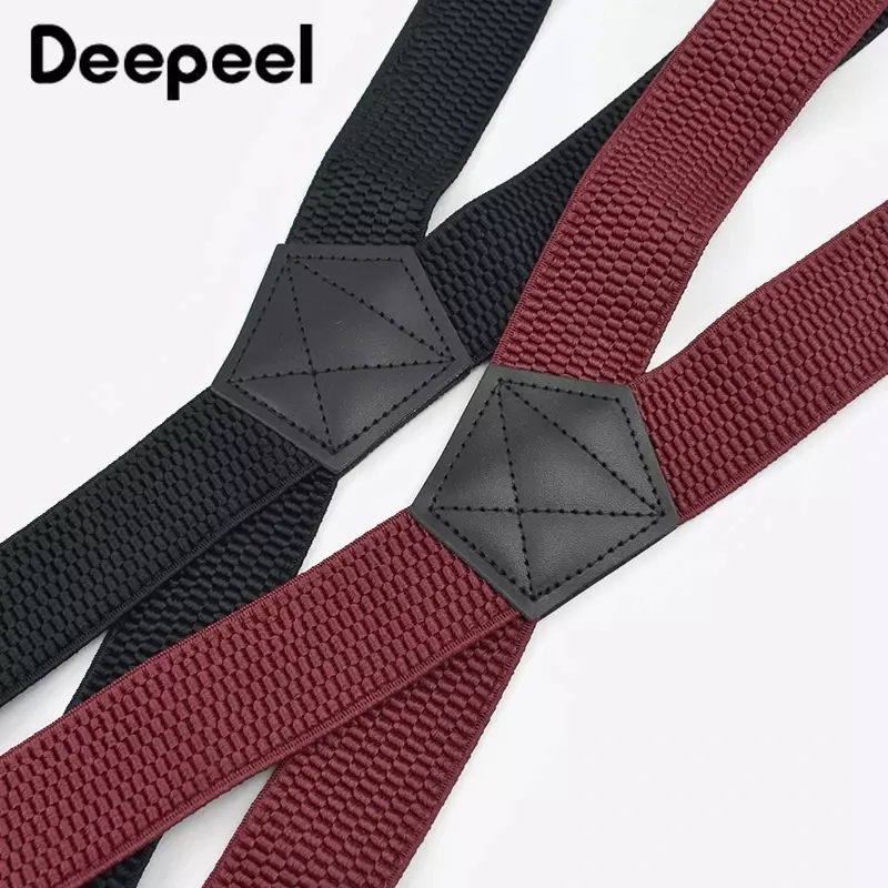 Deepeel 3.5x120cm adulto 4 clipe calças casuais moda x-shaped listras plástico braçadeira elástica suspensórios acessório de costura