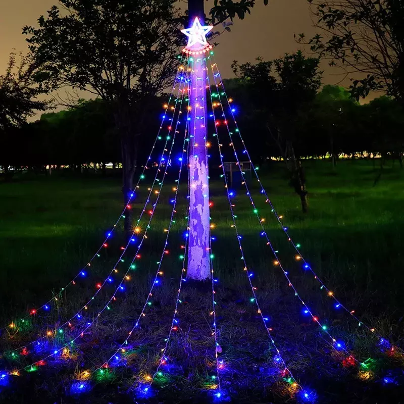 350LED 5 각 별 램프 스트링, 3.5m 폭포 램프, 안뜰 야외 캠핑 정원 트리 크리스마스 led 램프, EU/US 플러그