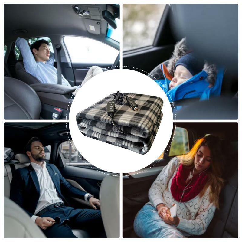 Heated Car Blanket 12-Volt Travel Portable Heated Blanket for Camping Machine Washable Heated Outdoor Throw for SUV Truck