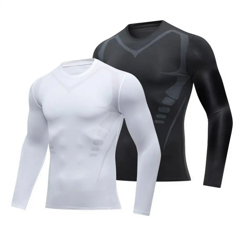 Tops de manga larga de secado rápido para hombre, ropa deportiva de manga larga, alta elasticidad, secado rápido, ropa deportiva para correr