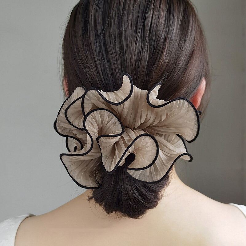 Koreanische Falten Chiffon Haar gummis für Frauen Mädchen süße übertriebene Pferdes chwanz halter Haarband Haarschmuck