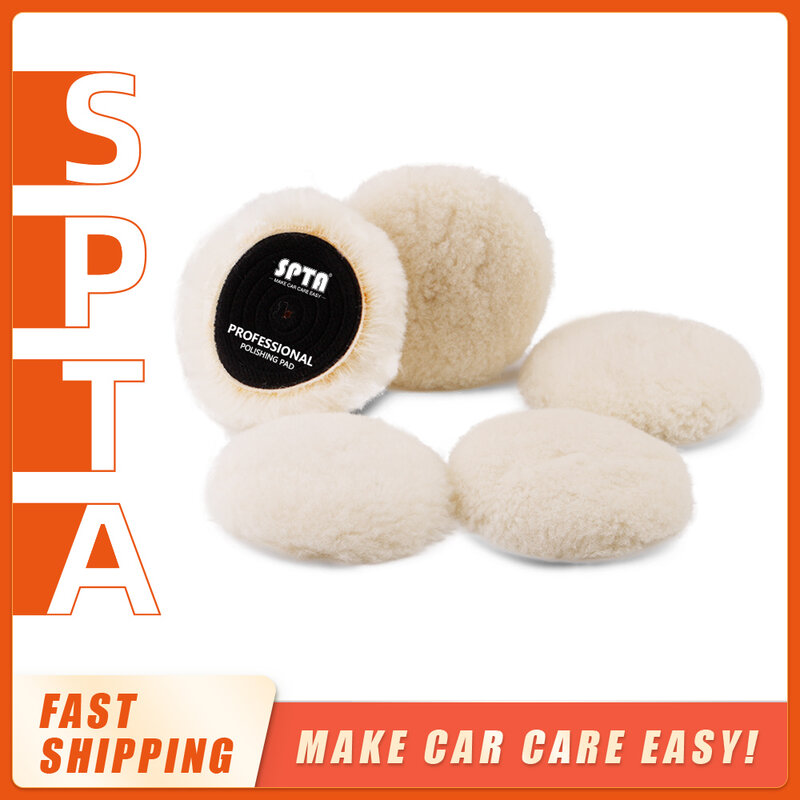 (Bulk Sales 2Pcs & 5Pcs) SPTA 1"/2"/3"/5"/6"/7“ Heavy Cut Wool Polishing Pad High Density Lambs For DA / Ro Car Polisher