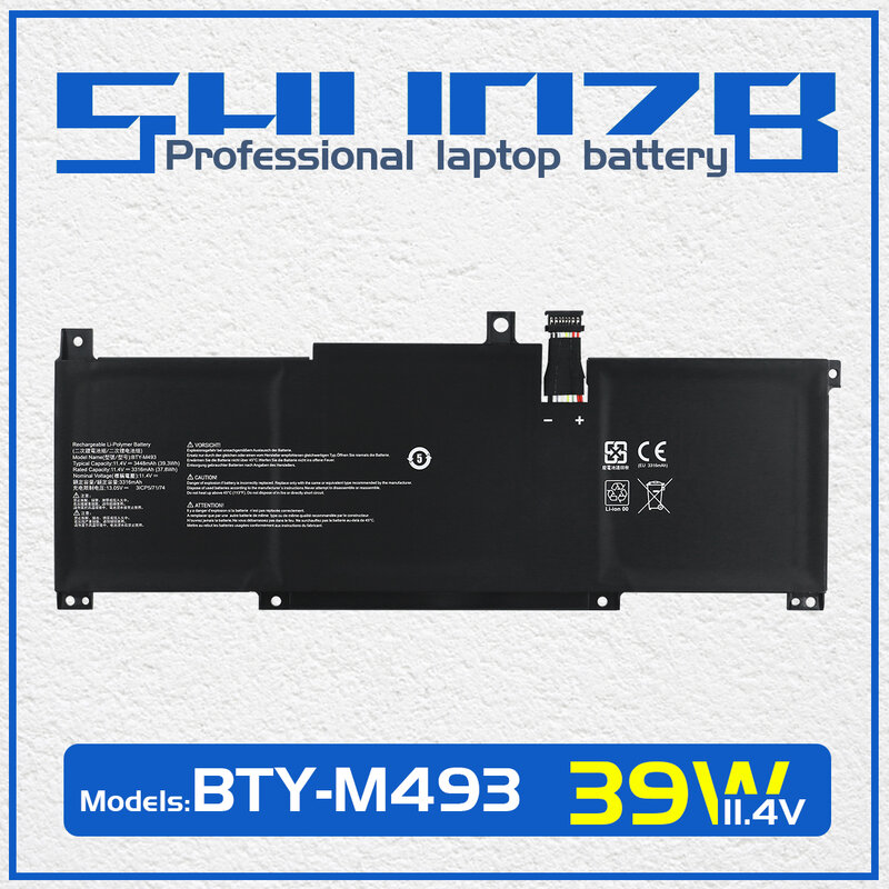 Shuozb BTY-M493 Laptop Batterij Voor Msi Moderne 14 B11 B11mou Serie B11MOU-861IN 852vn 636ru 834ca 1064xes 11.4V 39.3wh 3448Mah