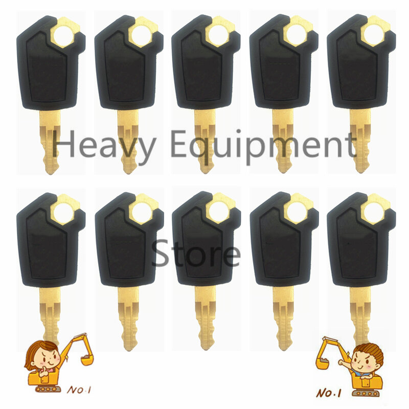 10 PCS iron Key For Caterpillar CAT Heavy Equipment Ignition Loader Excavator Dozer Metal & Plastic Black & Gold new
