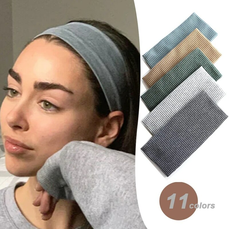 Stricken Yoga Stirnband elastische Baumwolle einfarbige Haar bänder für Fitness Yoga Running Headwrap Zubehör Make-up Haar bügel