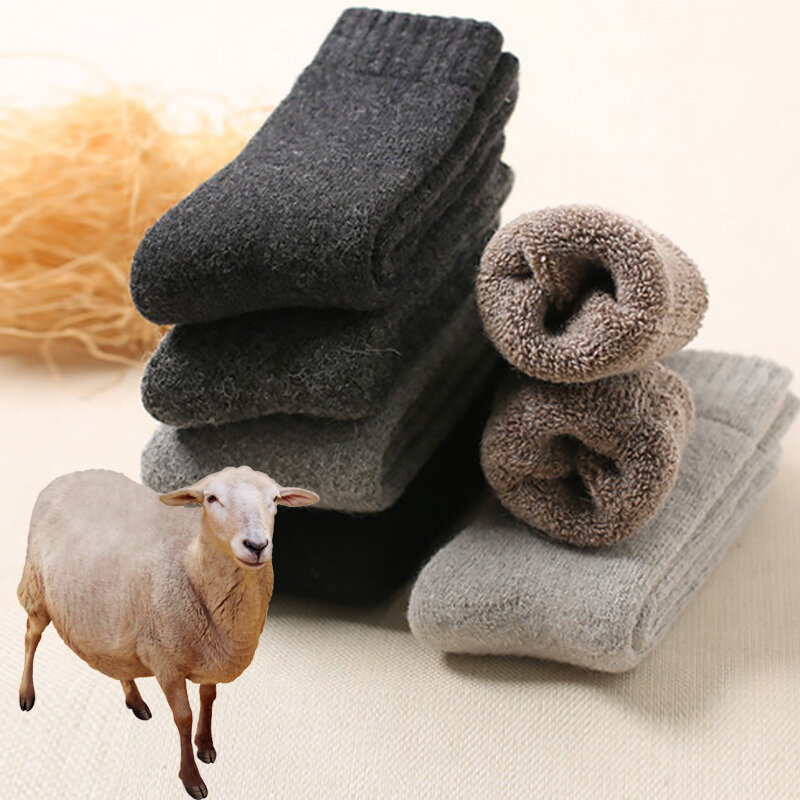 5 paia/lotto calze di lana Ultra-spesse da uomo calze lunghe invernali in cotone Cashmere stivali da neve pavimento addensare calzino termico 5 stili
