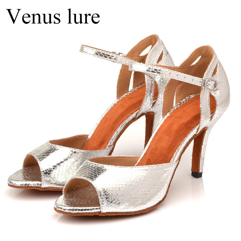 Sandálias de prata personalizadas do stiletto do plutônio da isca de vênus para dançar 10cm de salto alto