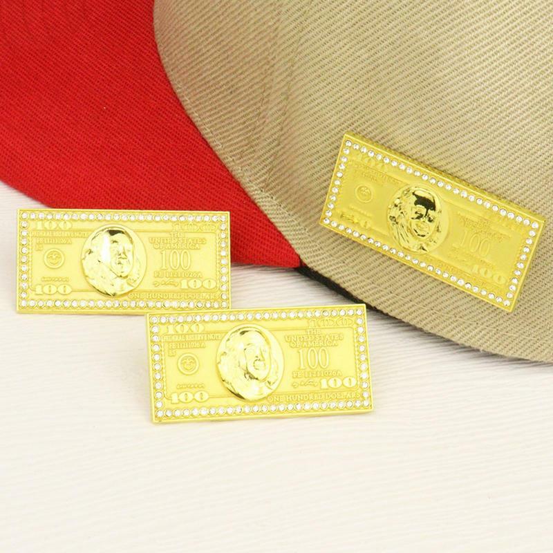 Broche de metal com sinal do dólar, Pin do chapéu do golfe, Jóias para roupas, bolsas, chapéus, camisas, jaquetas e lapelas, jóias decorativas