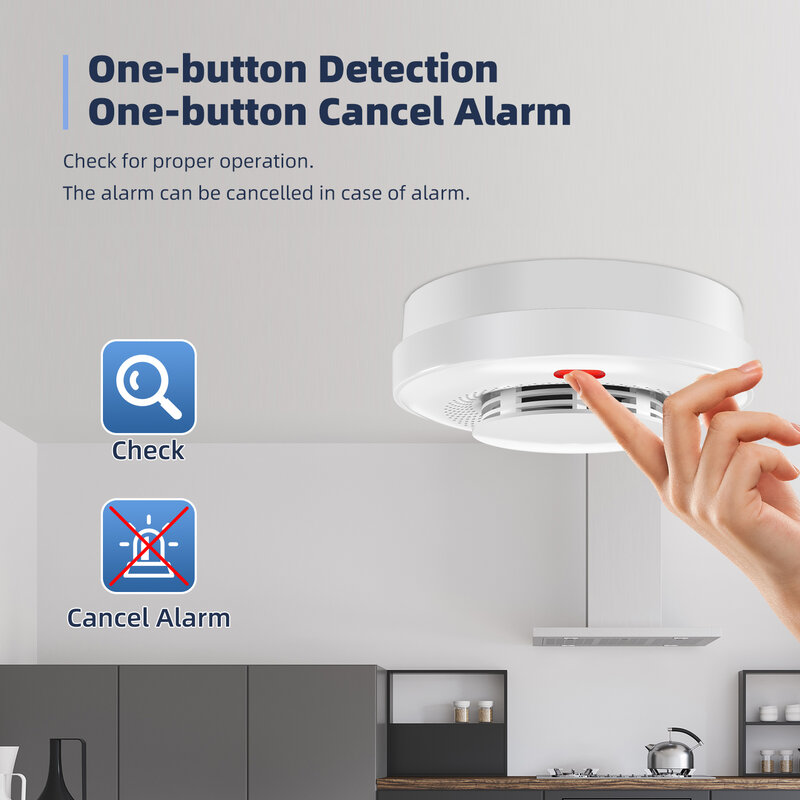 Sensor de alarma de humo de protección contra incendios inalámbrico portátil, 433MHz, Detector de alarma independiente para sistemas de alarma de seguridad para el hogar RF GSM