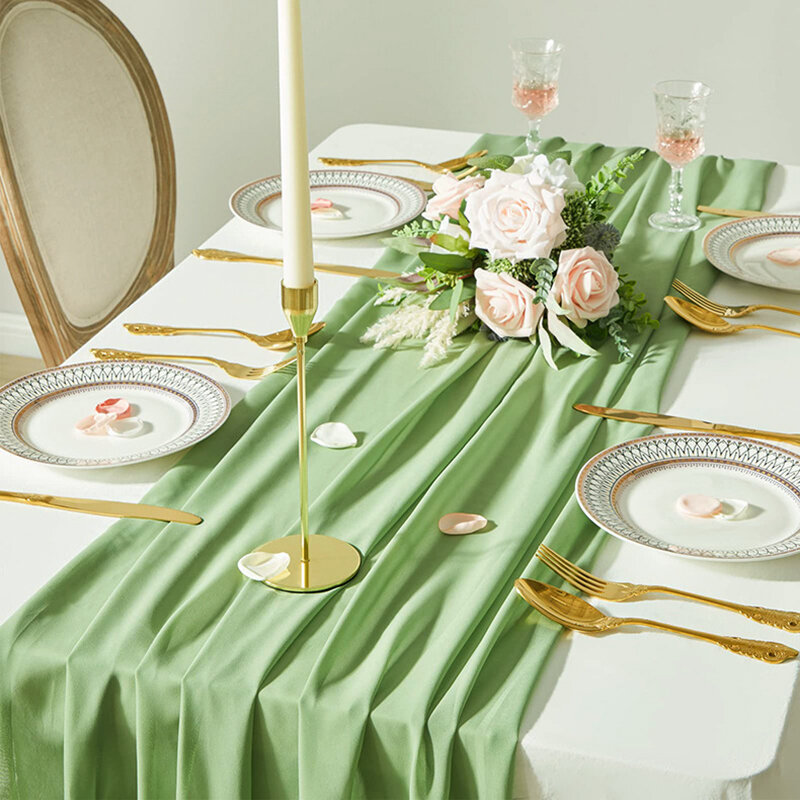 Set of5 Chiffon Table Runner  Wedding Arch Gauze Vintage Romantic Wedding Chair Sashes Birthday Party Baby shower Ceremony Decor