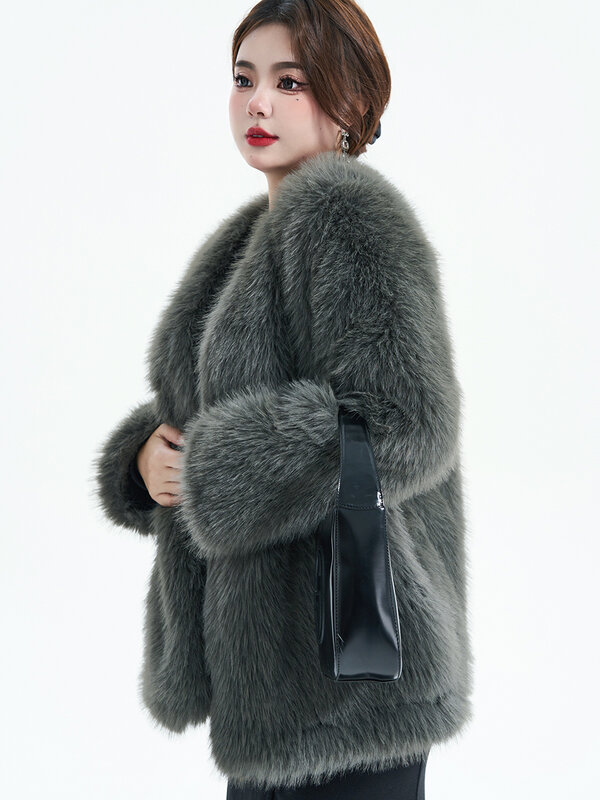 2023 Women's Fashionable Faux Fur Coat Winter New Style010810112