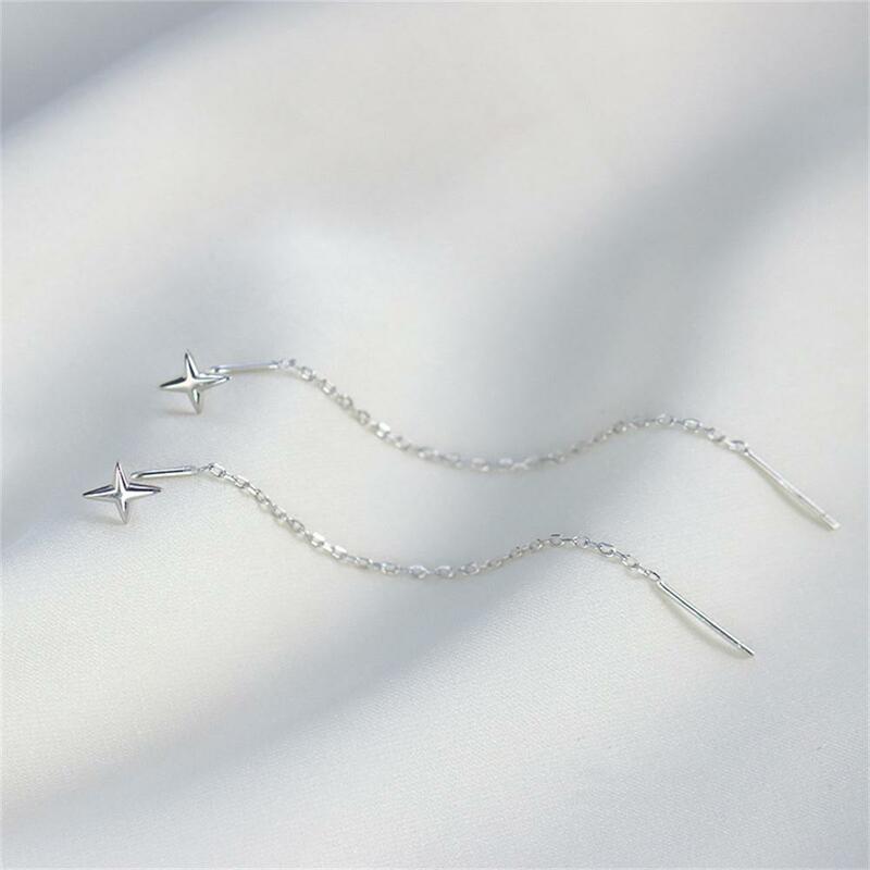 Pendientes colgantes de alambre largo para mujer, cadena de hilo con borlas, estrella, corazón, 1 a 20 piezas