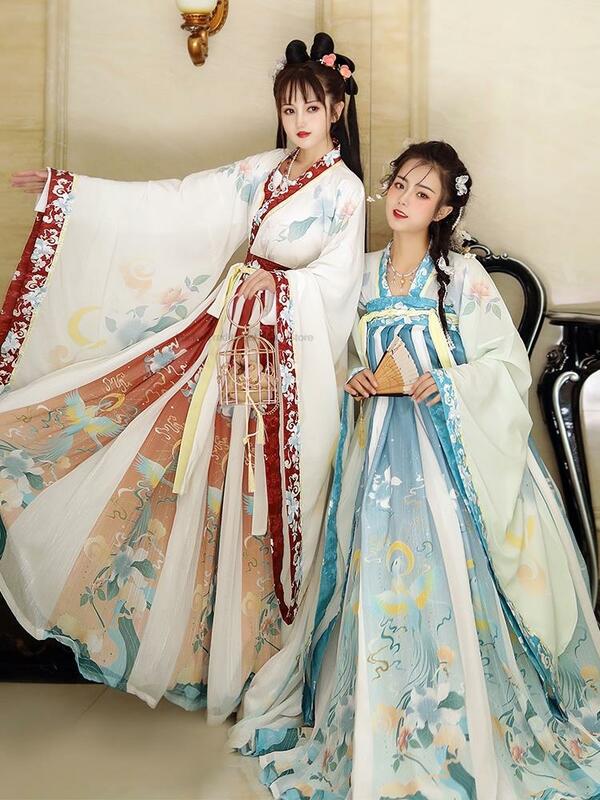 Costume Hanfu traditionnel de style chinois pour femmes, vêtements de danse folklorique, broderie exquise, degradPrairie financièrement, ensemble princesse