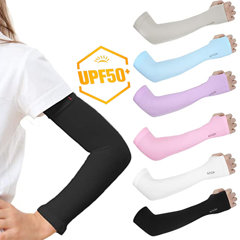 Cooling Ice Arm Sleeves For Kids 4-12 Years Summer Sports Sun Protection Long Arm Cover Girls Boys Elastic Cycling Beach Sleeve