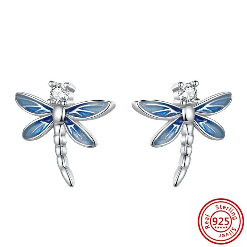 Heiße authentische 925 Sterling Silber Ohrring Liebe funkelnde blaue Zirkon Ohrringe Modeschmuck Hochzeitstag Geburtstags geschenke
