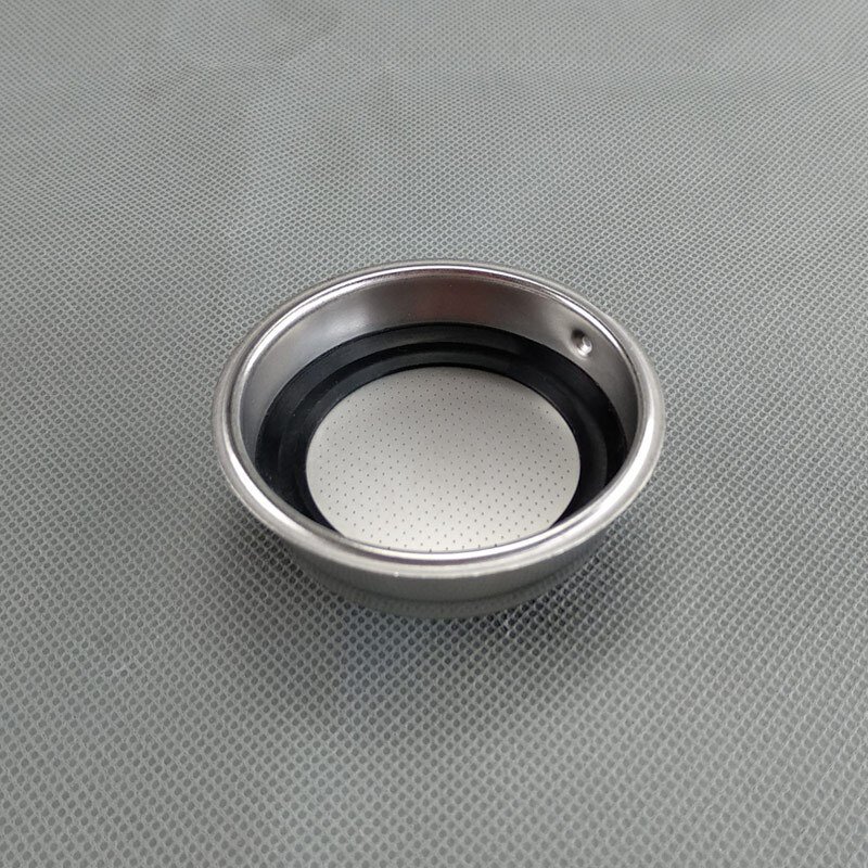 51mm Italian Coffee Machine Accessory Stainless Steel Pressure Powder Cup with Black Rubber Ring Filter