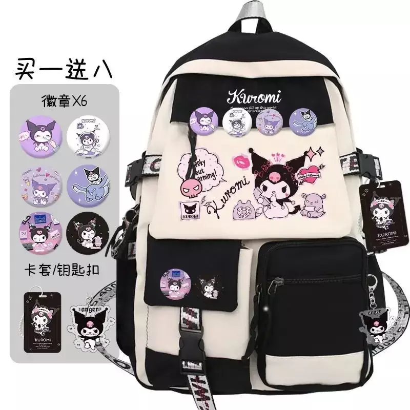 Sanrio Anime Kuromi Mochilas para Crianças, Brinquedos Kawaii, Bolsa Estética, Mochila Estudantil Campus, Meninos e Meninas Presentes