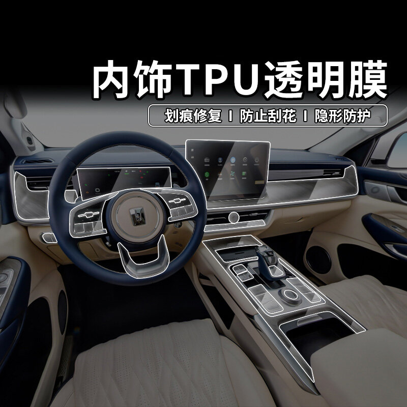 TPU สำหรับ GWM Great Wall ถัง500ภายในรถยนต์ Central Control Gear Dashboard Setir Mobil แผงโปร่งใสฟิล์ม