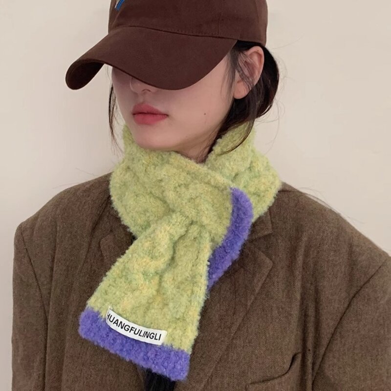 Bufandas de punto con protección para el cuello para mujer, pañuelos gruesos a prueba de viento para mantener el calor, estilo coreano, novedad