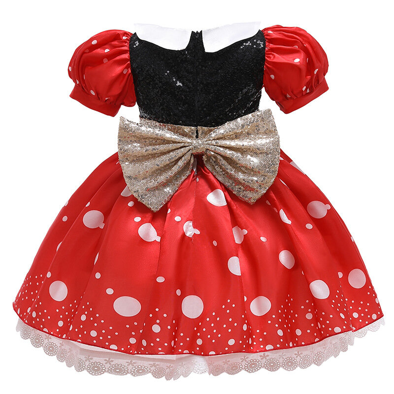 Sukienka Disney Mickey Mouse dla dziewczynki Minnie ubrania z nadrukami opaska dla chłopców Cosplay kostiumy fantazyjna muszka zestaw ubrań
