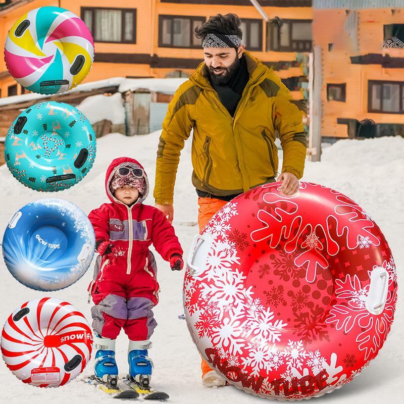 Slitta gonfiabile per bambini con tubo da neve per slittino con 2 maniglie giocattoli invernali all'aperto tubo pieghevole per bambini adulti famiglia