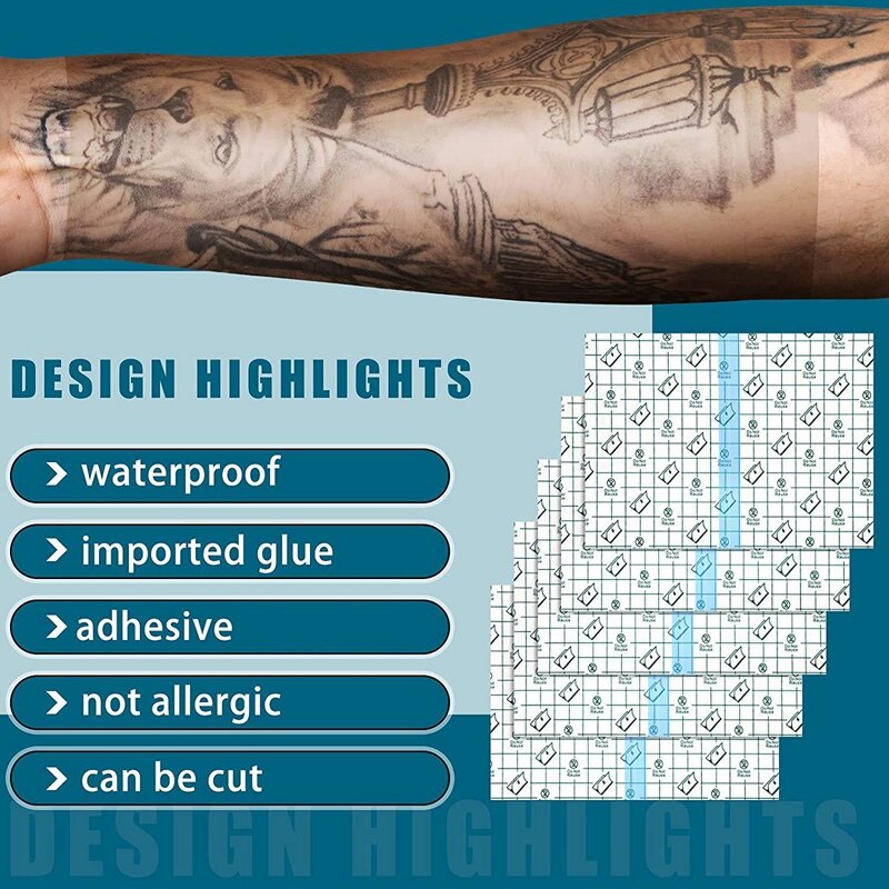50 sztuk wodoodporna łatka pod prysznic jednorazowa przezroczysta elastyczna bandażowa osłona na tatuaże pod prysznicem