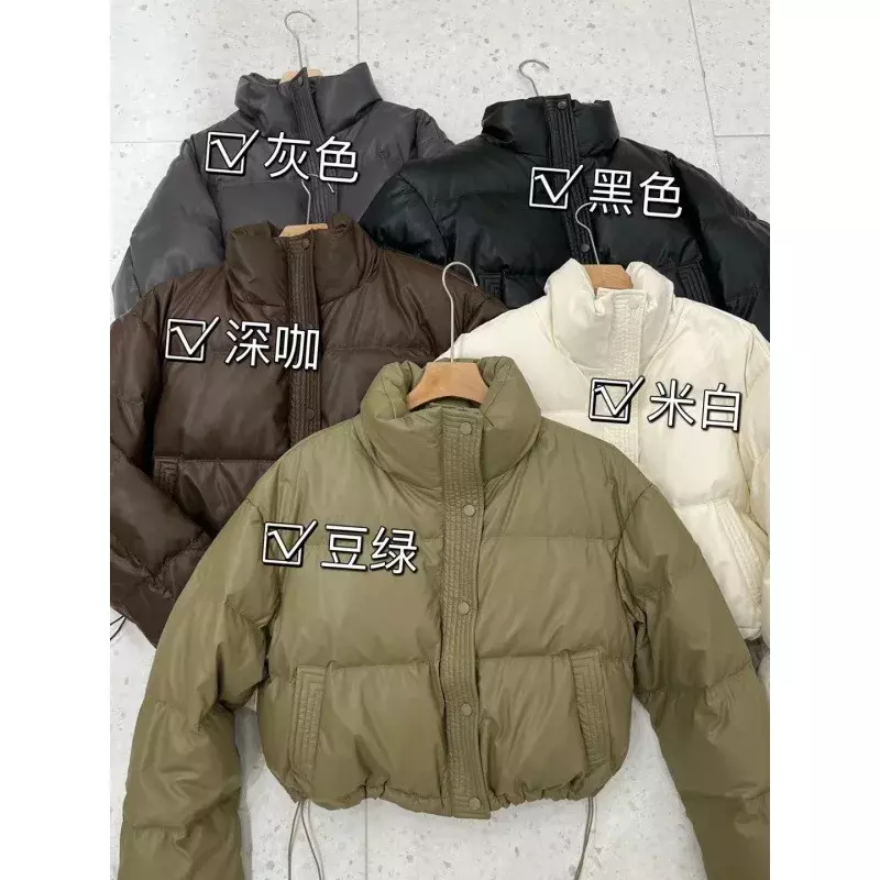 2023 Winter Pu Leather Jacket for Women Streetwear Thick Warm Padded Coat Female Oversized Zipper Crop Outerwear Ladies