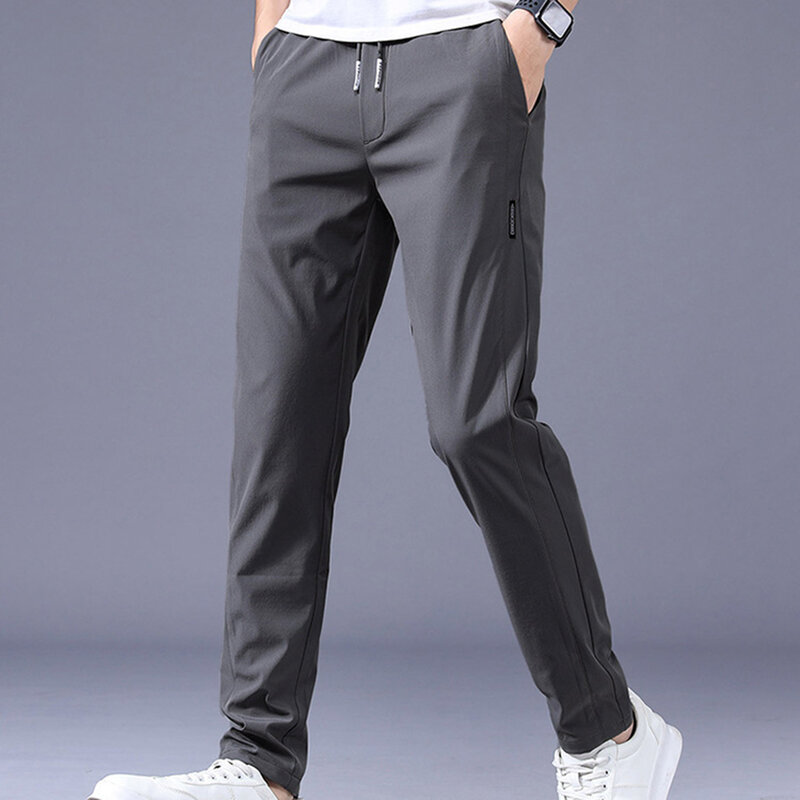 Pantalones deportivos de secado rápido para hombre, pantalones casuales sueltos de pierna recta, delgados