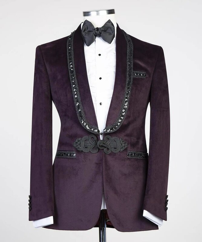 Formalna aksamitna garnitury męskie zestaw spodni 2-częściowa marynarka + spodnie biurowe smoking ślubny biznesowy płaszcz na studniówkę na zamówienie