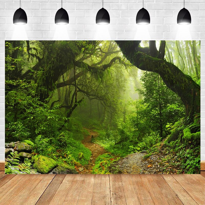 Leśna sceneria tło tropikalny las deszczowy naturalny krajobraz tło fotografia portretowa dla dorosłych i dzieci Studio Prop