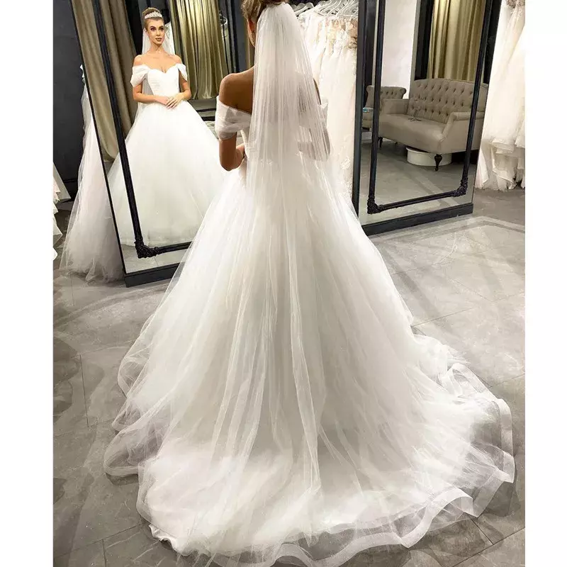 Элегантное платье принцессы, простое модное свадебное платье, Фата для свадьбы, соблазнительное платье без рукавов со шлейфом, бальное платье для невесты