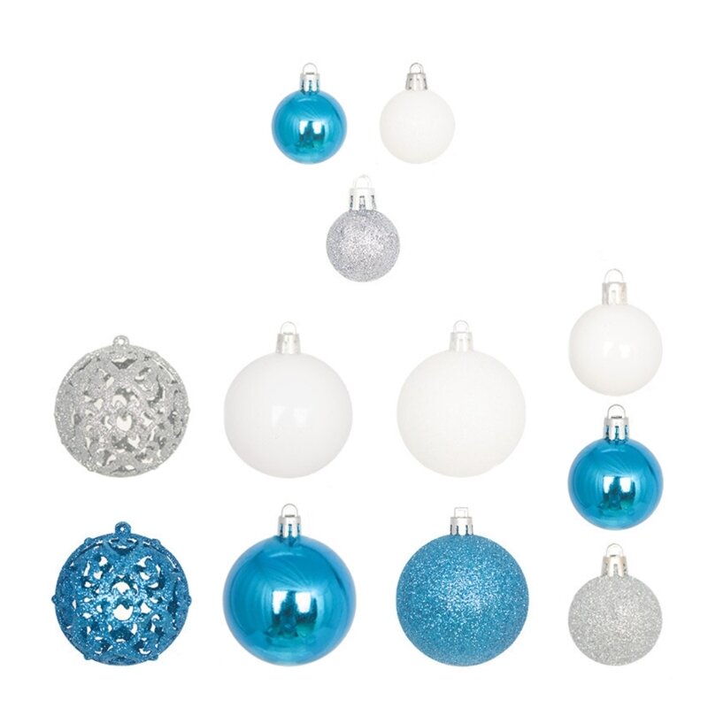 H55A 100 Pieces Christmas Decoration Baubles Set Christmas Tree Ornaments Colorful Balls for Indoor Outdoor Decor Glittering