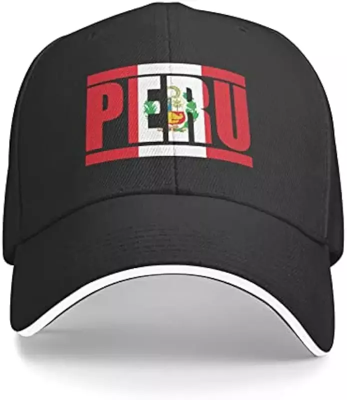 قبعة بيسبول مطبوعة بحافة منحنية ، قبعة سائق شاحنة قابلة للتعديل ، قبعة شمس للسفر ، علم بيروفي ، حافة