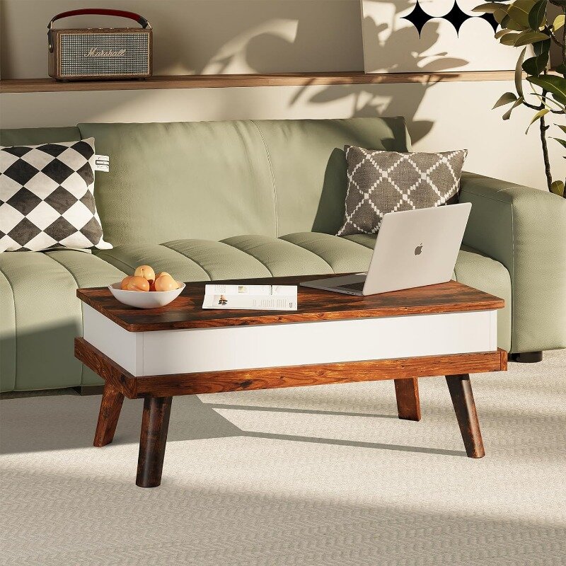 목재 커피 테이블, 숨겨진 칸막이가 있는 리프트 탑 커피 테이블, 거실 응접실용 커피 테이블
