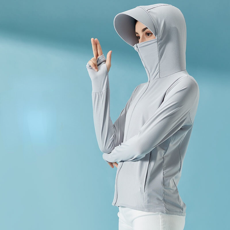 여성용 자외선 차단 재킷, 바람막이 자외선 차단 의류, UPF50 + 투과성 탄성 코트, 후드티