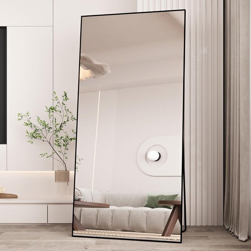 กระจก HUIMEI2Y ยาวเต็มรูปแบบ LFT 71 "x 32" กระจกแต่งตัวติดผนังเต็มตัวพร้อมกรอบอะลูมินัมอัลลอยสำหรับห้องนั่งเล่นห้องนอน