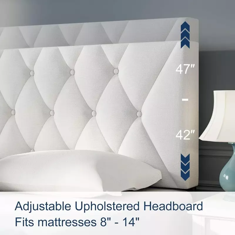 Linen Fabric Wrap Platform Bed Frame Queen King Size Bed Frame With Adjustable Headboard Storage Full Bedroom Furniture Home