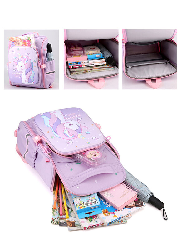 Unicorn Printing School Bags para crianças, jardim de infância, escola de meninas fofas, criança impermeável, rosa, novo